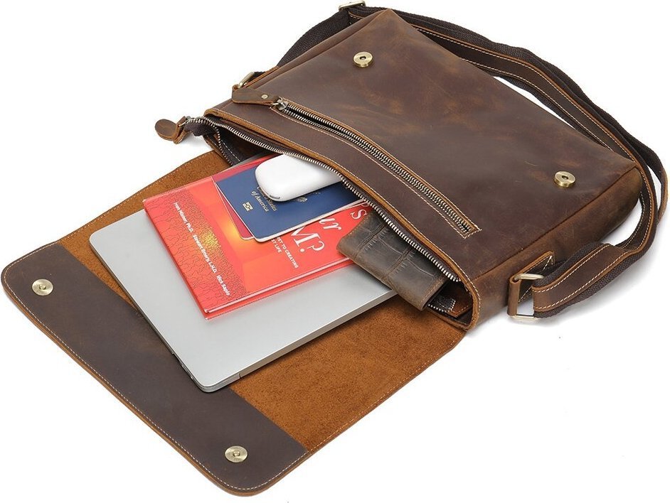 Наплечная сумка - мессенджер из винтажной кожи Crazy Horse VINTAGE STYLE (14780)