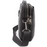 Кожаная мужская сумка-барсетка черного цвета с ручкой H.T Leather (11509) - 2
