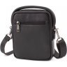 Кожаная мужская сумка-барсетка черного цвета с ручкой H.T Leather (11509) - 3