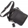Кожаная мужская сумка-барсетка черного цвета с ручкой H.T Leather (11509) - 5