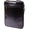 Мужская черная сумка-планшет с накладным карманом на молнии в гладкой коже SHVIGEL (11281) - 2