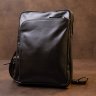 Мужская черная сумка-планшет с накладным карманом на молнии в гладкой коже SHVIGEL (11281) - 5