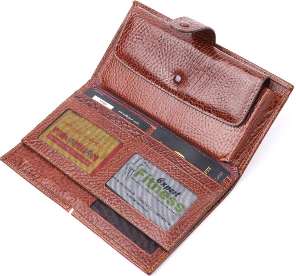 Коричневый мужской клатч-кошелек из натуральной кожи на запястье KARYA (2421180)