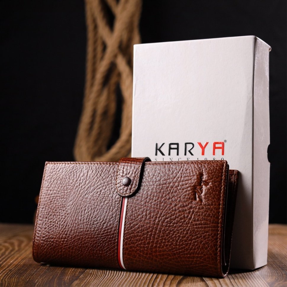 Коричневый мужской клатч-кошелек из натуральной кожи на запястье KARYA (2421180)