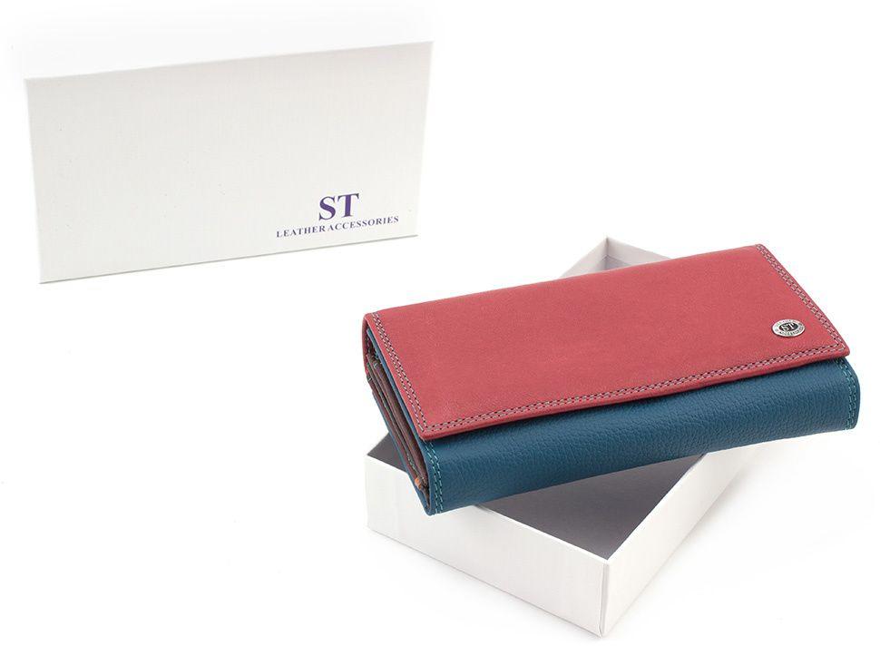 Кожаный цветной кошелек с блоком под карточки ST Leather (16027)