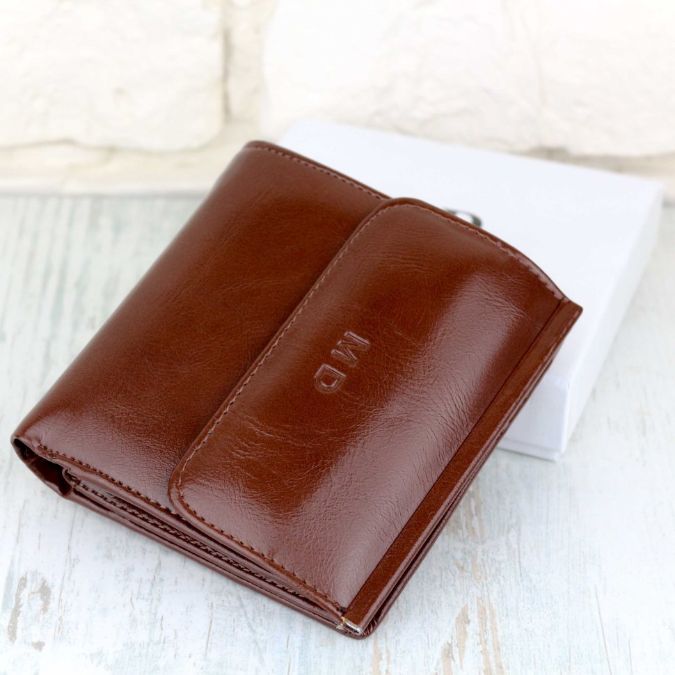 Небольшой женский кошелек из кожзама в коричневом цвете MD Leather (21542)