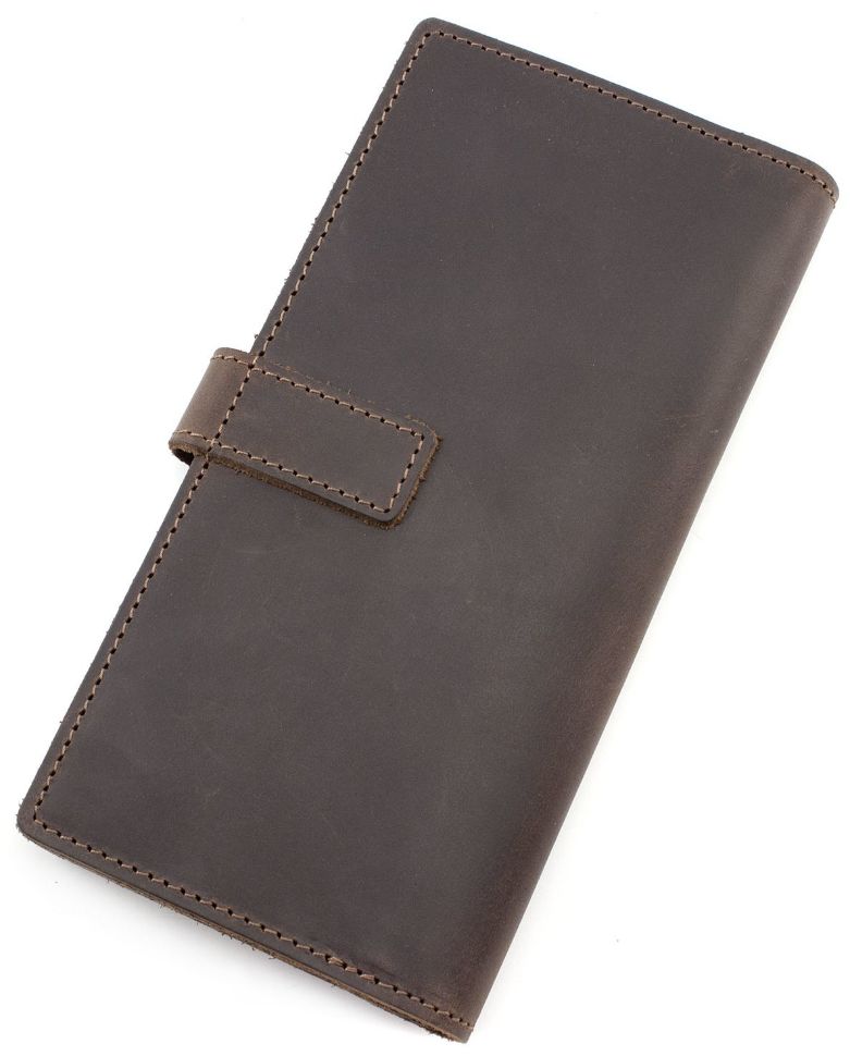 Темно-коричневый стильный кошелек ручной работы Grande Pelle (13014)