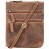 Винтажная плечевая сумка из натуральной кожи светло-коричневого цвета Visconti Slim Bag 68894 - 1