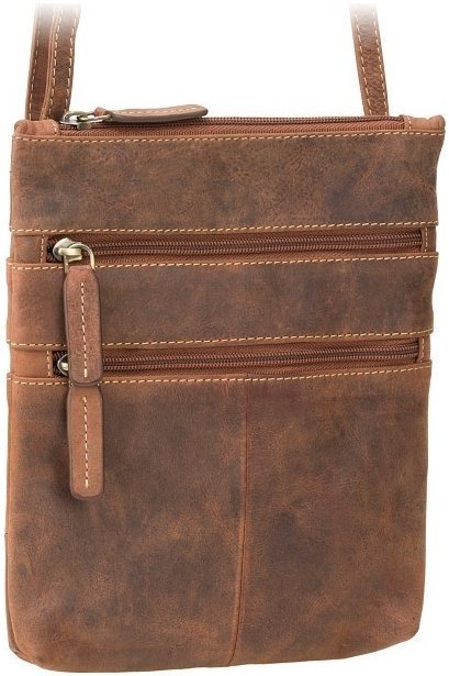 Винтажная плечевая сумка из натуральной кожи светло-коричневого цвета Visconti Slim Bag 68894