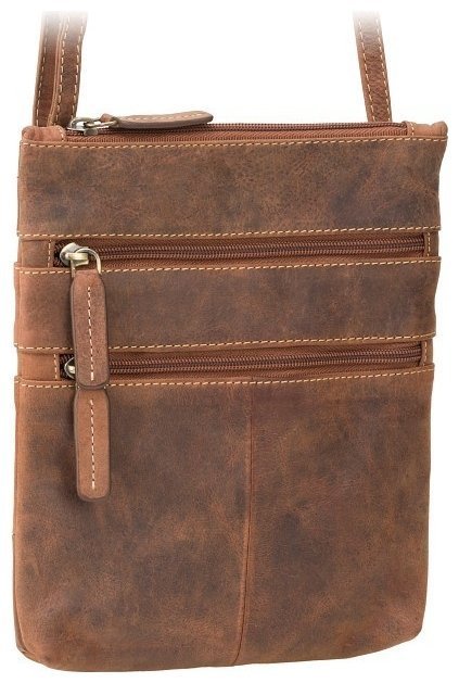Винтажная плечевая сумка из натуральной кожи светло-коричневого цвета Visconti Slim Bag 68894