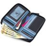 Вертикальный женский кошелек из натуральной кожи синего цвета на молнии Visconti Aruba 69294 - 6