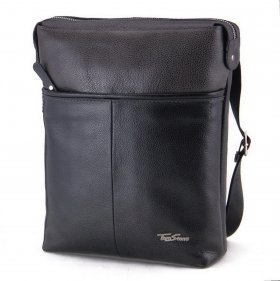 Черно-серая сумка из натуральной кожи с ремешком на плечо Tom Stone (10970)