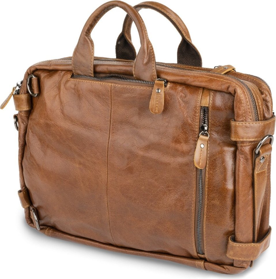 Кожаная мужская сумка - рюкзак трансформер на два отделения VINTAGE STYLE (14781)