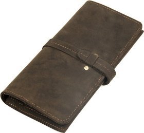 Мужской винтажный купюрник из натуральной кожи коричневого цвета с монетницей Vintage (14473)