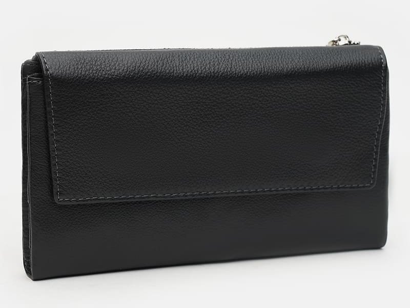 Мужской добротный кожаный клатч-кошелек черного цвета Ricco Grande (21927)