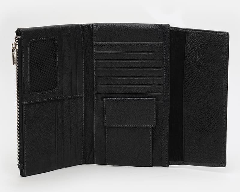 Мужской добротный кожаный клатч-кошелек черного цвета Ricco Grande (21927)
