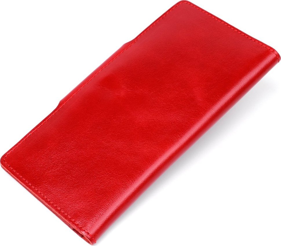 Красный женский вертикальный купюрник из кожи алькор на кнопках SHVIGEL (2416172)