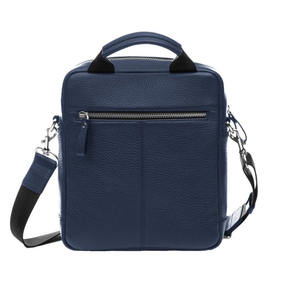 Мужская повседневная кожаная сумка-барсетка синего цвета Issa Hara (21180)