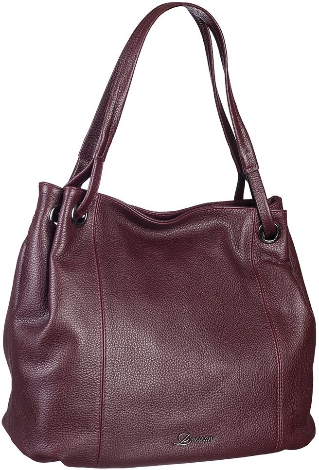 Вместительная женская сумка бордового цвета из прочной кожи Desisan (6029-339)