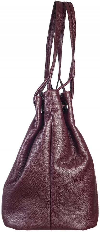 Вместительная женская сумка бордового цвета из прочной кожи Desisan (6029-339)