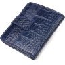Синий кошелек из натуральной кожи с тиснением под крокодила CANPELLINI (2421687) - 2