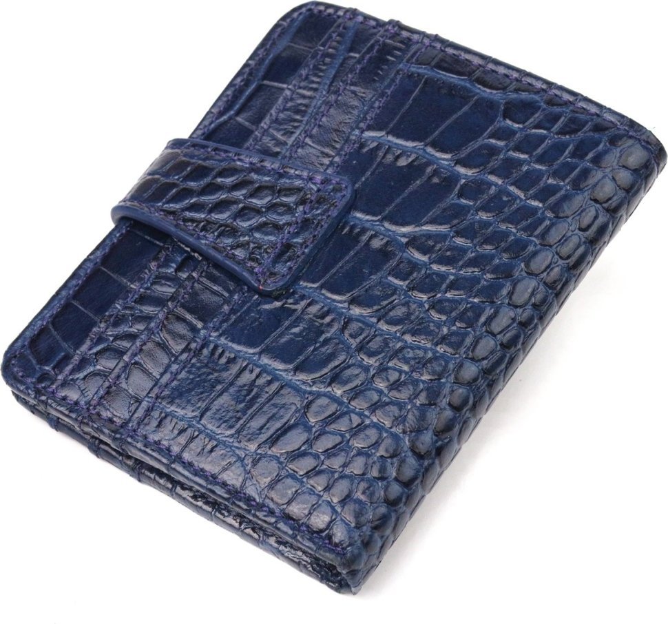 Синий кошелек из натуральной кожи с тиснением под крокодила CANPELLINI (2421687)