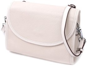 Женская кожаная сумка-кроссбоди на плечо белого цвета с клапаном Vintage 2422258