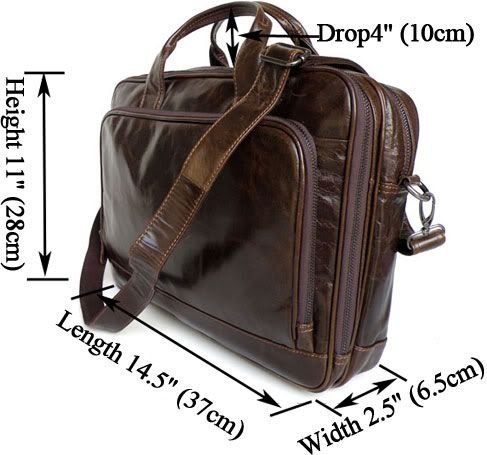Универсальная деловая кожаная сумка коричневого цвета VINTAGE STYLE (14152)