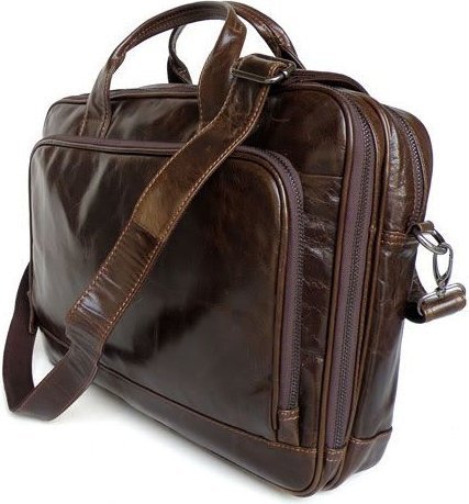 Универсальная деловая кожаная сумка коричневого цвета VINTAGE STYLE (14152)
