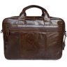 Универсальная деловая кожаная сумка коричневого цвета VINTAGE STYLE (14152) - 5