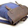 Синий городской рюкзак из парусины с кожаным клапаном TARWA (19762) - 7