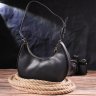 Черная женская сумка-хобо из натуральной гладкой кожи Vintage (2421288) - 8