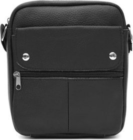 Бюджетная кожаная мужская сумка на плечо черного цвета Keizer (21909)