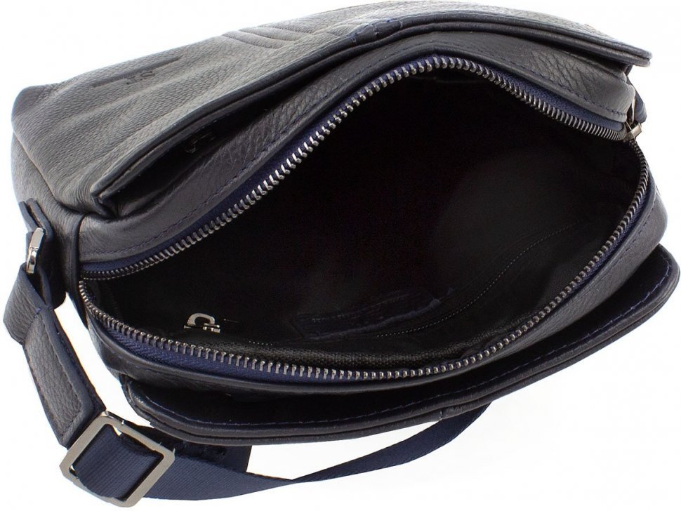 Синяя мужская сумка на плечо из натуральной кожи Leather Collection (11131)