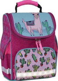 Школьный каркасный рюкзак из текстиля с рисунком ламы - Bagland 55396