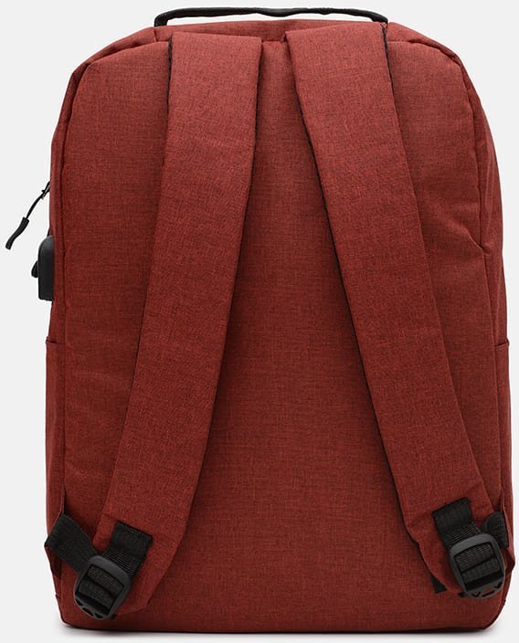 Мужской текстильный рюкзак красного цвета в комплекте с сумкой Monsen (19361)