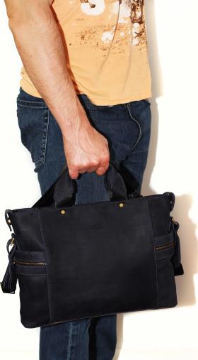 Наплечная мужская сумка из винтажной кожи Крейзи с ручками VATTO (12037) - 2