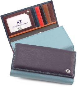 Кожаный кошелек на кнопке с блоком для карт ST Leather (16030)