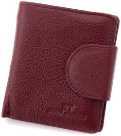 Бордовый женский кошелек из фактурной кожи с хлястиком на кнопке ST Leather 1767296