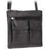 Черная плечевая сумка из натуральной кожи высокого качества Visconti Slim Bag 68896 - 3
