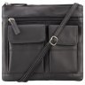 Черная плечевая сумка из натуральной кожи высокого качества Visconti Slim Bag 68896 - 4