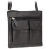 Черная плечевая сумка из натуральной кожи высокого качества Visconti Slim Bag 68896 - 6