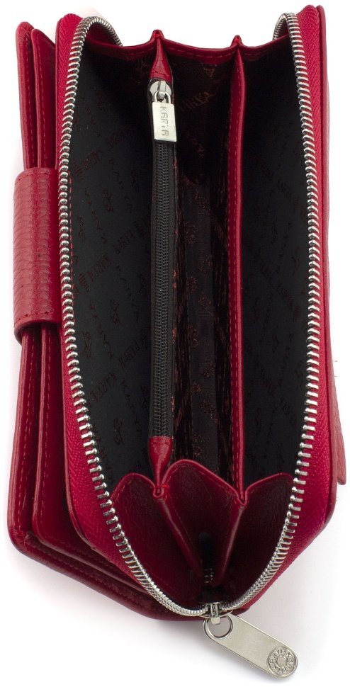 Многофункциональный женский кошелек из фактурной кожи красного цвета KARYA 69796