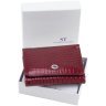 Лаковый женский кошелек красного цвета с тиснением под рептилию и фиксацией на магнит ST Leather 70797 - 8