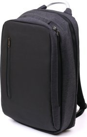 Добротний чорний чоловічий рюкзак із текстилю з відсіком під ноутбук Vintage (20490)
