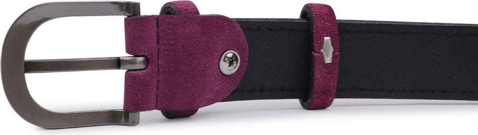 Узкий замшевый женский ремень фиолетового цвета Vintage (2420792)