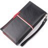 Кожаный кошелек-клатч из натуральной кожи черно-красного цвета KARYA (2421183) - 2