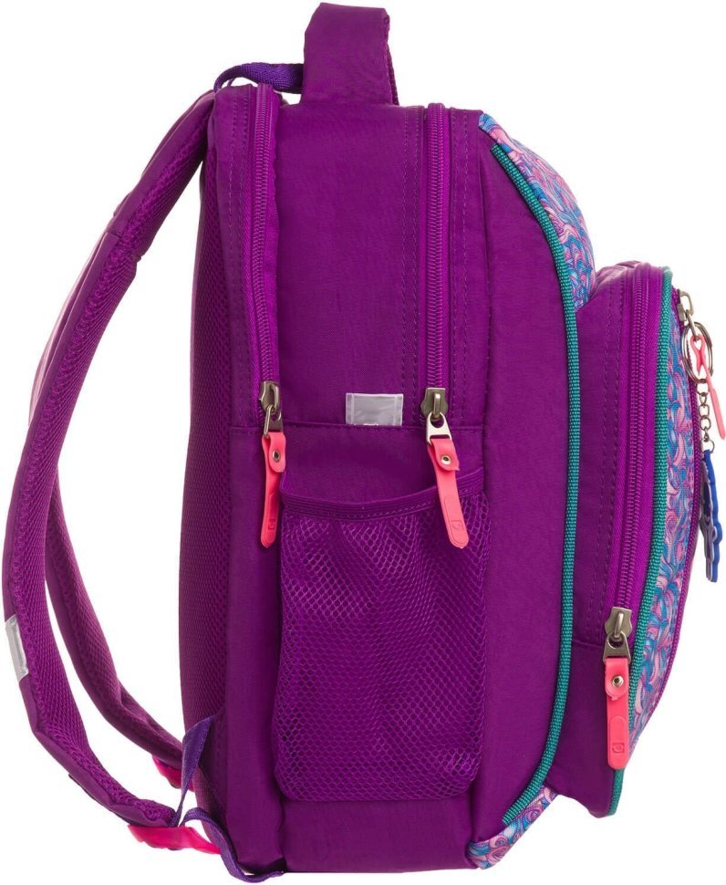 Школьный текстильный рюкзак фиолетового цвета с единорогом Bagland 55697