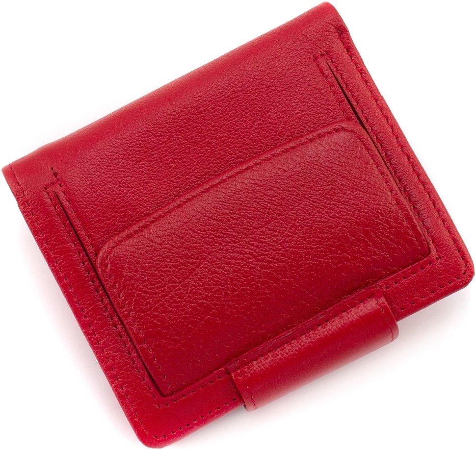 Небольшой женский кошелек из натуральной кожи красного цвета на кнопке ST Leather 1767297
