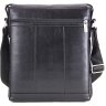 Кожаная мужская сумка-планшет черного цвета с молниевой застежкой Tom Stone (10998) - 3